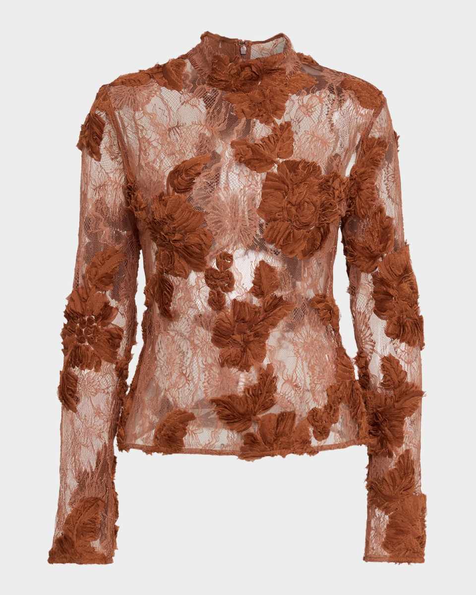 Freja Floral Lace Mock-Neck Top